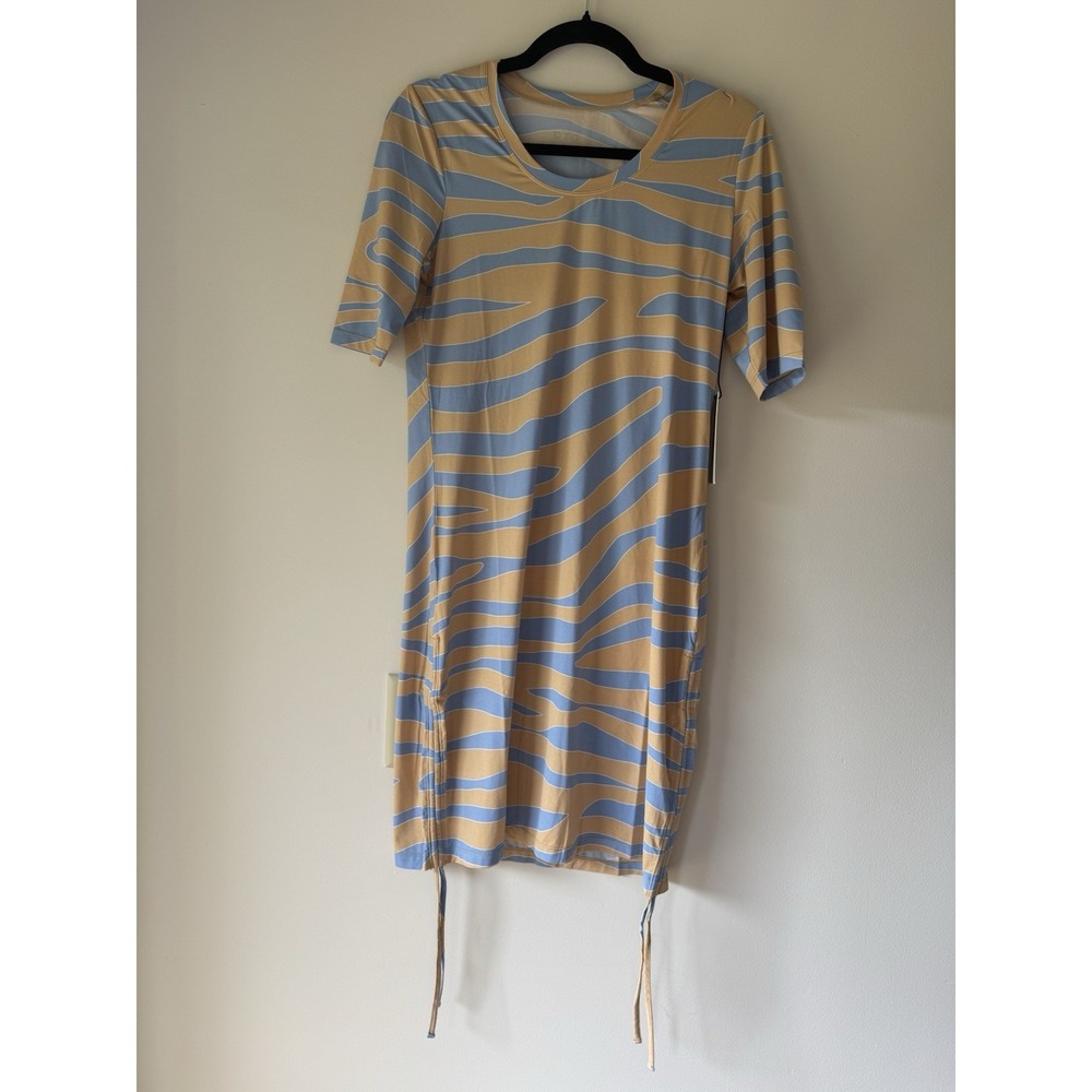 Tail Activewear On The Go Academy Dress Cape Zebra Blue Tan Ruched  M